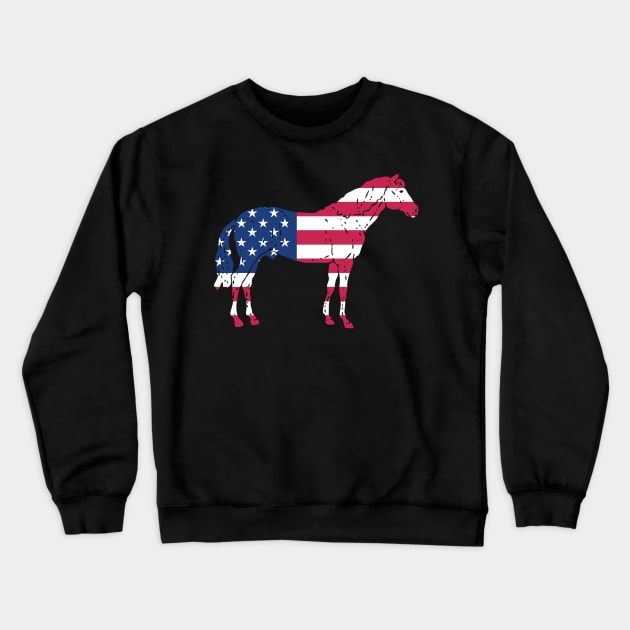 Patriotic Horse with the US Flag Crewneck Sweatshirt by RJCatch